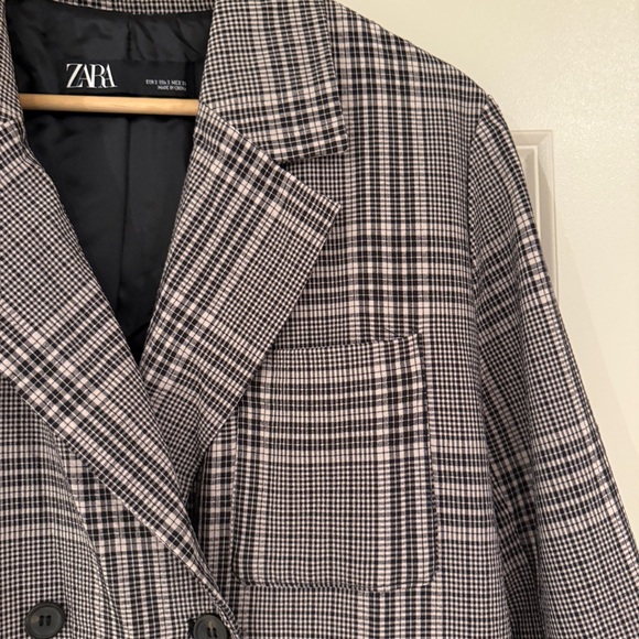 Zara Plaid Double-Breasted Jacket with Removable Belt - Size S, Trench Coat - Picture 6 of 16